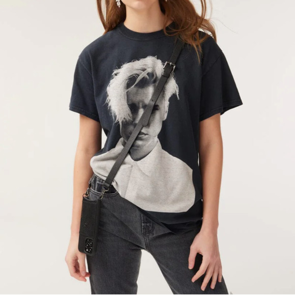 BANDOLIER Adjustable Crossbody Pewter WIDE Strap NEW! Black Pebbled Leather - Picture 3 of 8